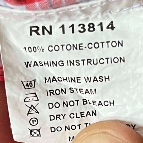 BILLY REID Red Check Gingham Long Sleeve 100% Cotton Shirt   Mens Size XL - Picture 4 of 8